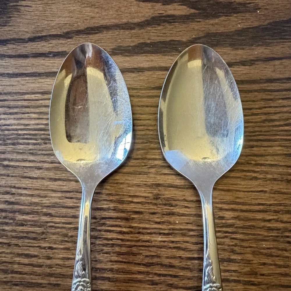Oneida WM A Rogers La Rose Tablespoon Serving Spoon Stainless Steel Set of 2
